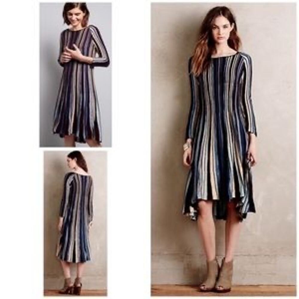 Anthropologie Moth Striped High Low Dress